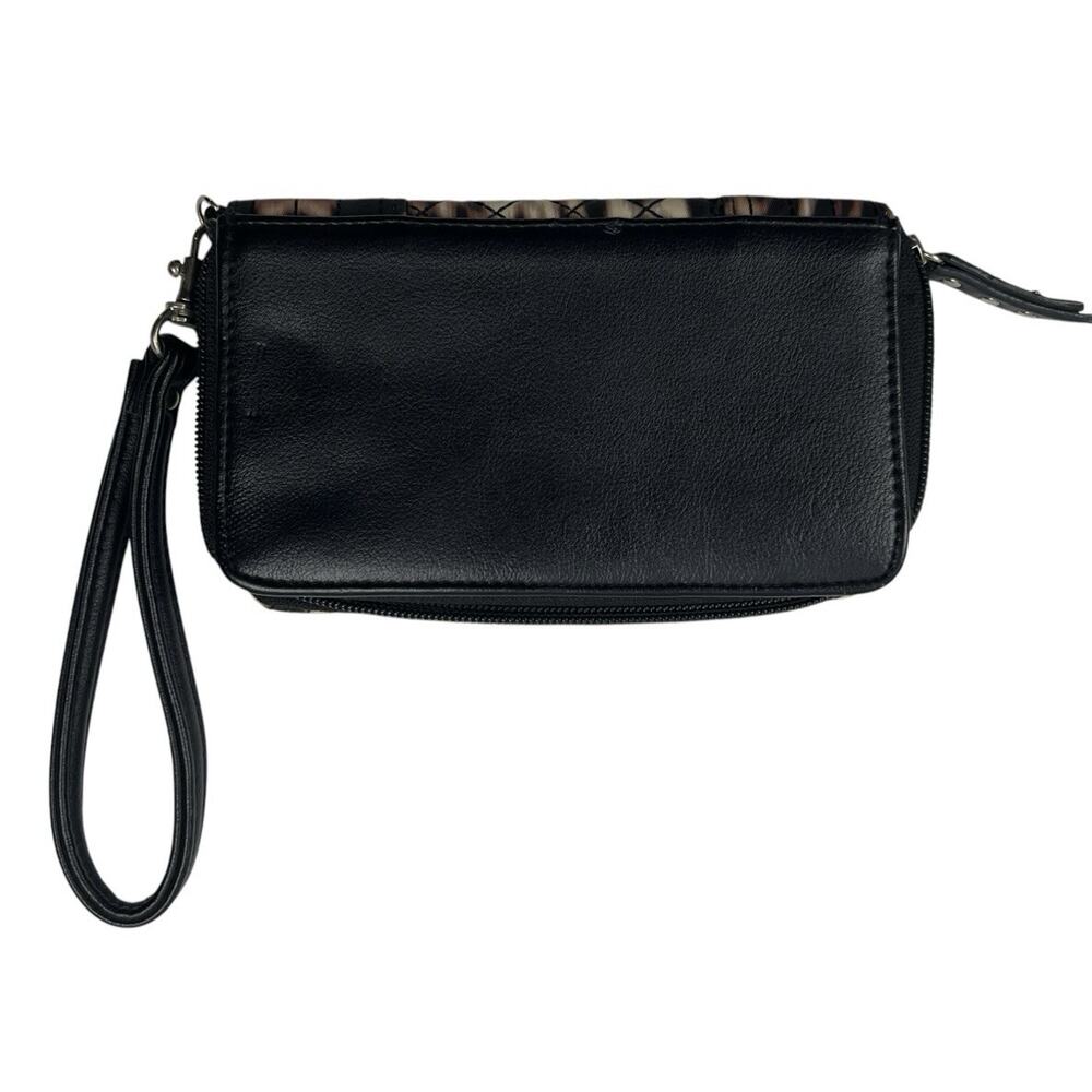 NWOT Nicole Miller Animal Print Wallet Brown Black Wristlet Zip Coin Credit Card - Picture 2 of 7